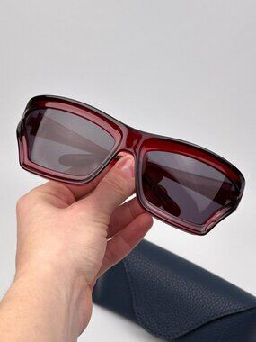 Loewe x PAULA'S IBIZA Men Sunglasses – Transparent Red/Smoke Wraparound Frame